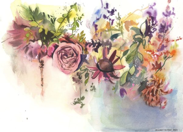 Floral watercolour artwork by Jose Sanchez Peinado, featuring soft petals and organic textures