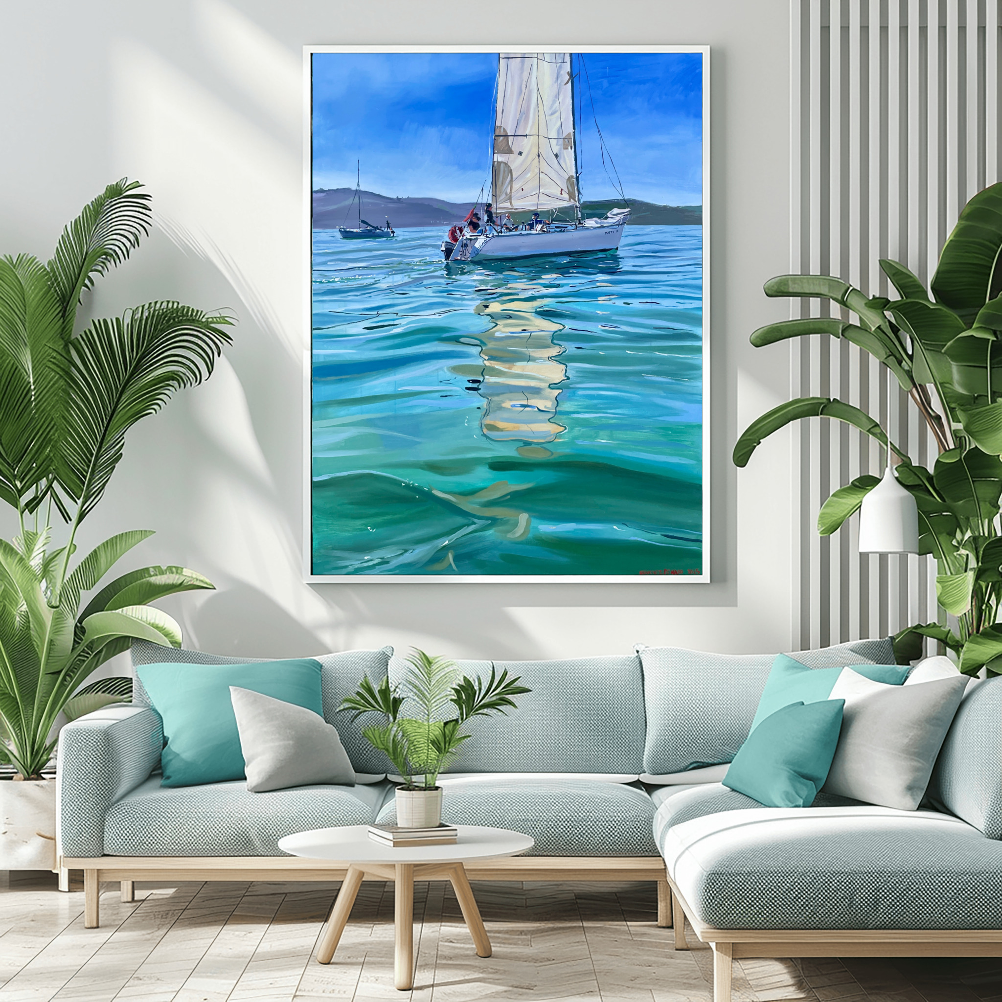 Sailing waterscape oil painting